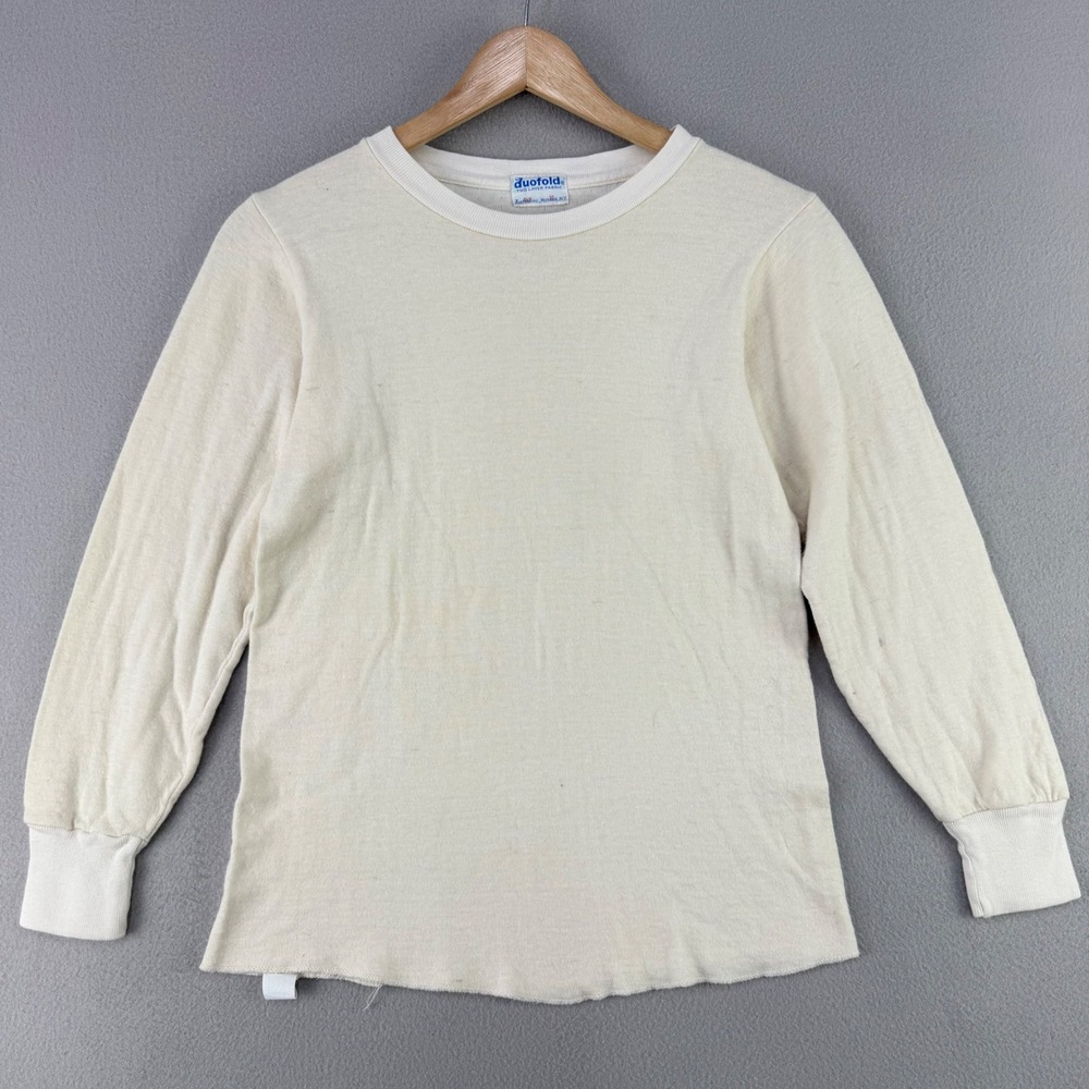 Vintage 70s Duofold Two Layer Thermal Shirt Kids 10 Cream Base Layer Long Sleeve